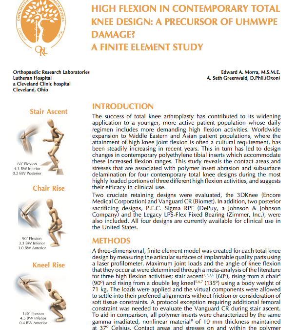 High Flexion in Contemporary Total Knee Design: A Precursor of UHMWPE Damage? A Finite Element Study