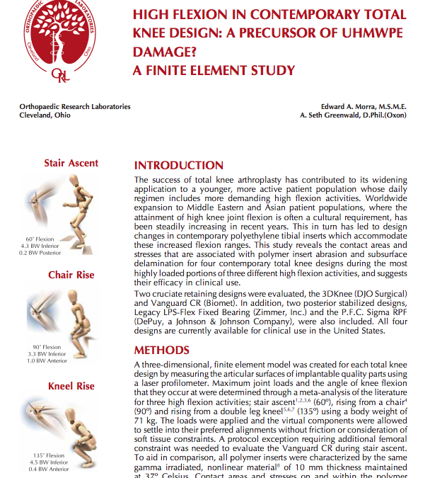 High Flexion in Contemporary Total Knee Design: A Precursor of UHMWPE Damage? A Finite Element Study